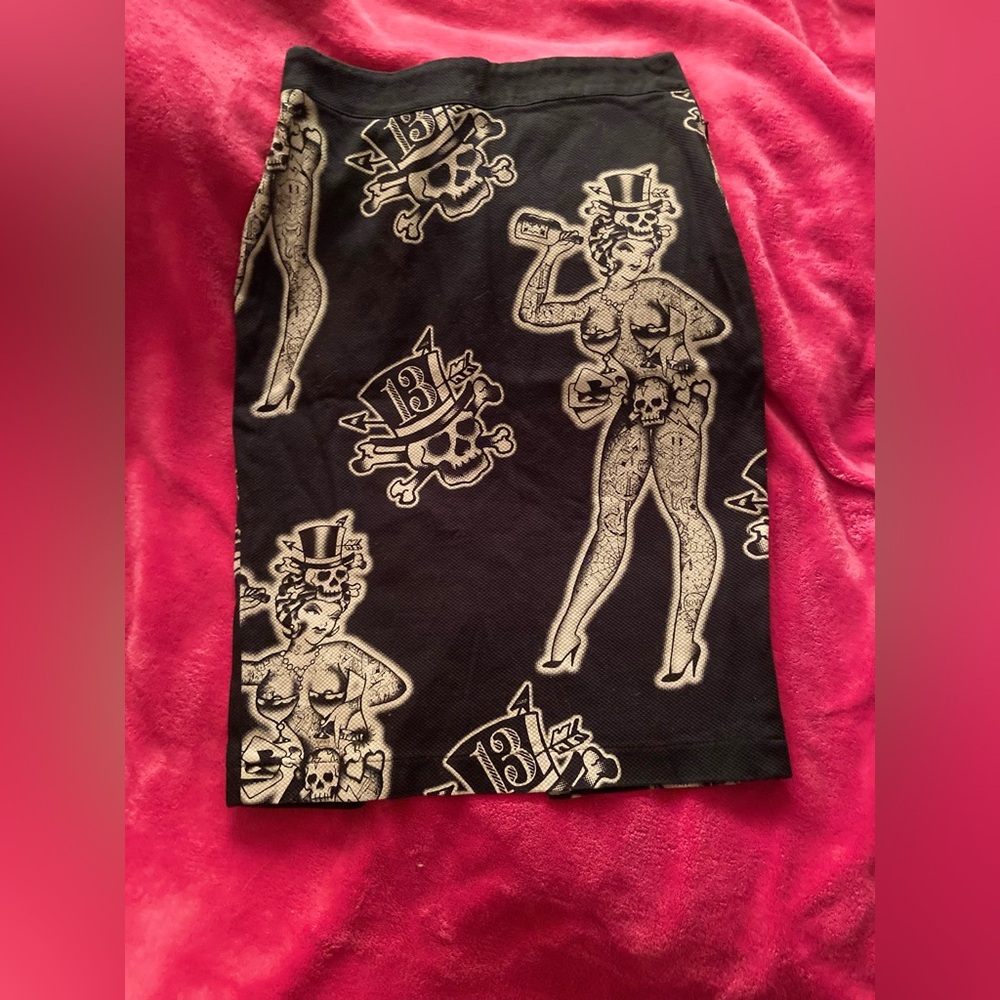 Edgy Black and White Graphic Mini Skirt